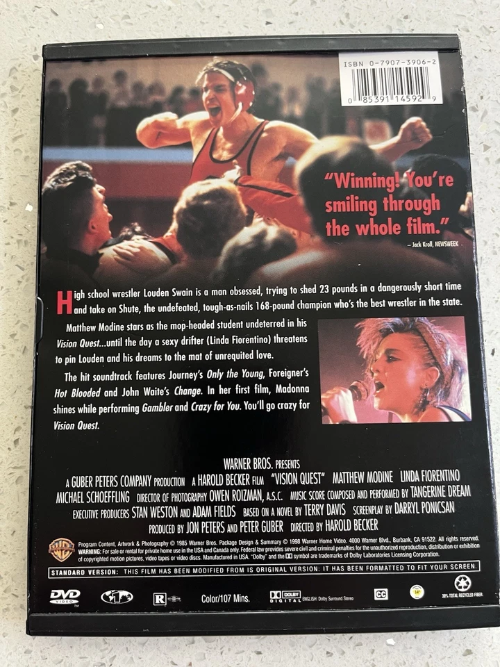 Vision Quest DVD 1985 Matthew Modine Linda Fio. like new mint disc no scratches - Image 2 of 4