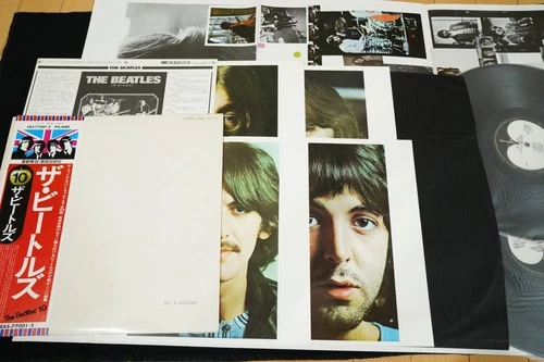 THE BEATLES WHITE ALBUM w/POSTER PINUPS JAPAN VINYL 2LP FLAG OBI #10 EAS-77001-2
