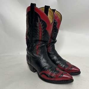Tony Lama Classic Firewalker Black Cowboy Boots - Mens 7D Red Lizard Inlaid Vintage Tony Lama Firewalker Boots : r/cowboyboots main image 4
