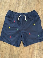 Polo Ralph Lauren Young Boys Navy Blue Logo Swim Trunks Shorts Size M 10/12
