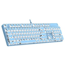 Typewriter Mechanical Gaming Keyboard White Light Red Switches 104 Keys Wired PC