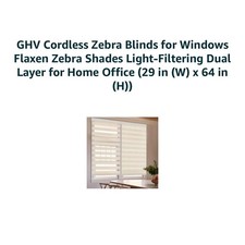 GHV Cordless Zebra Blinds 29x64 White Flaxen Dual Layer Light Filtering Shade