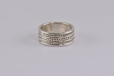 Sterling Silver Triple Coiled Twist Cable Rope Flat Sided Band Ring 925 Sz: 5.5