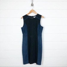 H by Halston Colorblock Sheath Dress Womens M Black Navy Sleeveless