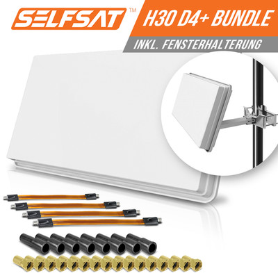 Selfsat H30D4+ 4 Teilnehmer SAT Flachantenne FLAT +profi Fensterdurchführung