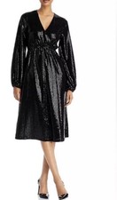 BRAND NEW TAHARI Balloon SleeveSequin Fit & Flare Dress SIZE L