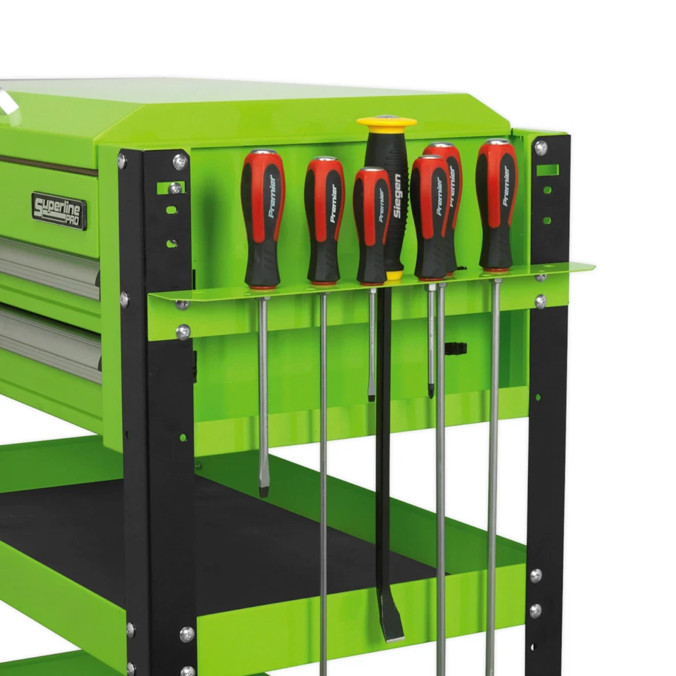Sealey AP760MHV 2 Locking Drawers&2 Shelves Mobile Green Tool Trolley Box Chest - Image 2 of 4