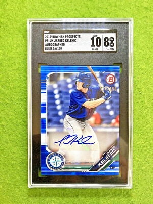 Jarred Kelenic AUTO BLUE #/150 ROOKIE CARD AUTOGRAPH 10 SGC 8 RC 2019 Bowman  SP