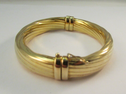 Veronese 925 Sterling Silver Gold Overlay Hinged Oval Bangle Bracelet ITALY - Picture 4 of 8