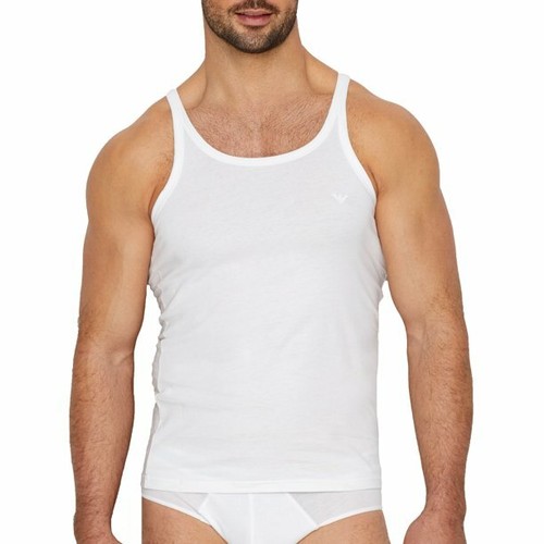 EMPORIO ARMANI Men's Two-pack of tank tops Pure Cotton While Size Large NIB - Picture 9 of 11