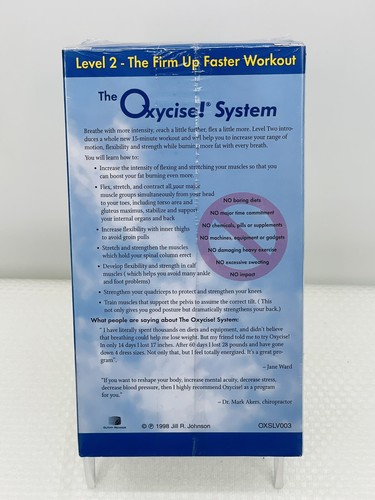 Jill R. Johnson Oxycise! Level 2 - Firm Up Faster (VHS, 1998) Factory Sealed - Picture 3 of 3