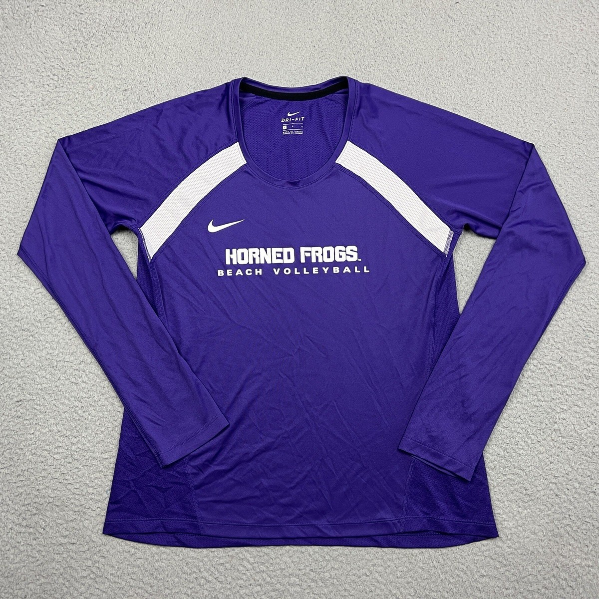 Nike TCU Texas Christian Shirt Womens Large Purple White Beach Volleyball  Logo
