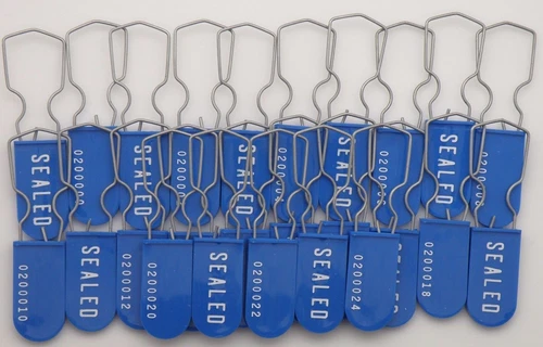 Blue High Security Padlock Seal Electric Utility Meter Tag Lockout Pack of 25 - product listing photo