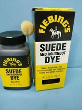 BLACK Suede Dye by FIEBINGS 4 oz. with Applicator for Shoes Boots Bags