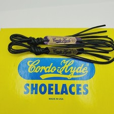 2 PAIR Black 27 Inch WAXED DRESS SHOE LACE STRING CORDO Hyde USA Made 27" NOS