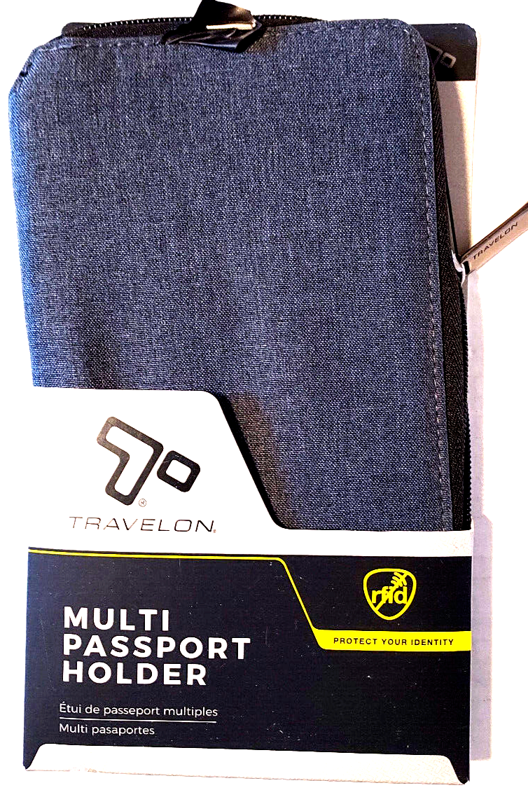 Travelon RFID-Blocking Passport Holder for 4 Passports Zip Around in Gray-image