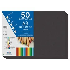 A3 Cardboard Black for Crafts and Printing 50 Pieces - 21 x 297cm - 180g...