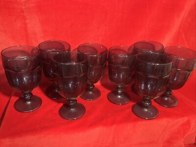 8 VINTAGE PURPLE LIBBY GIBRALTER DURA TUFF GOBLETS (K)