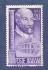 1949 Andrea Palladio  1 Val Italia Catalogo 608 MNH Integro Giallo Sul Retro