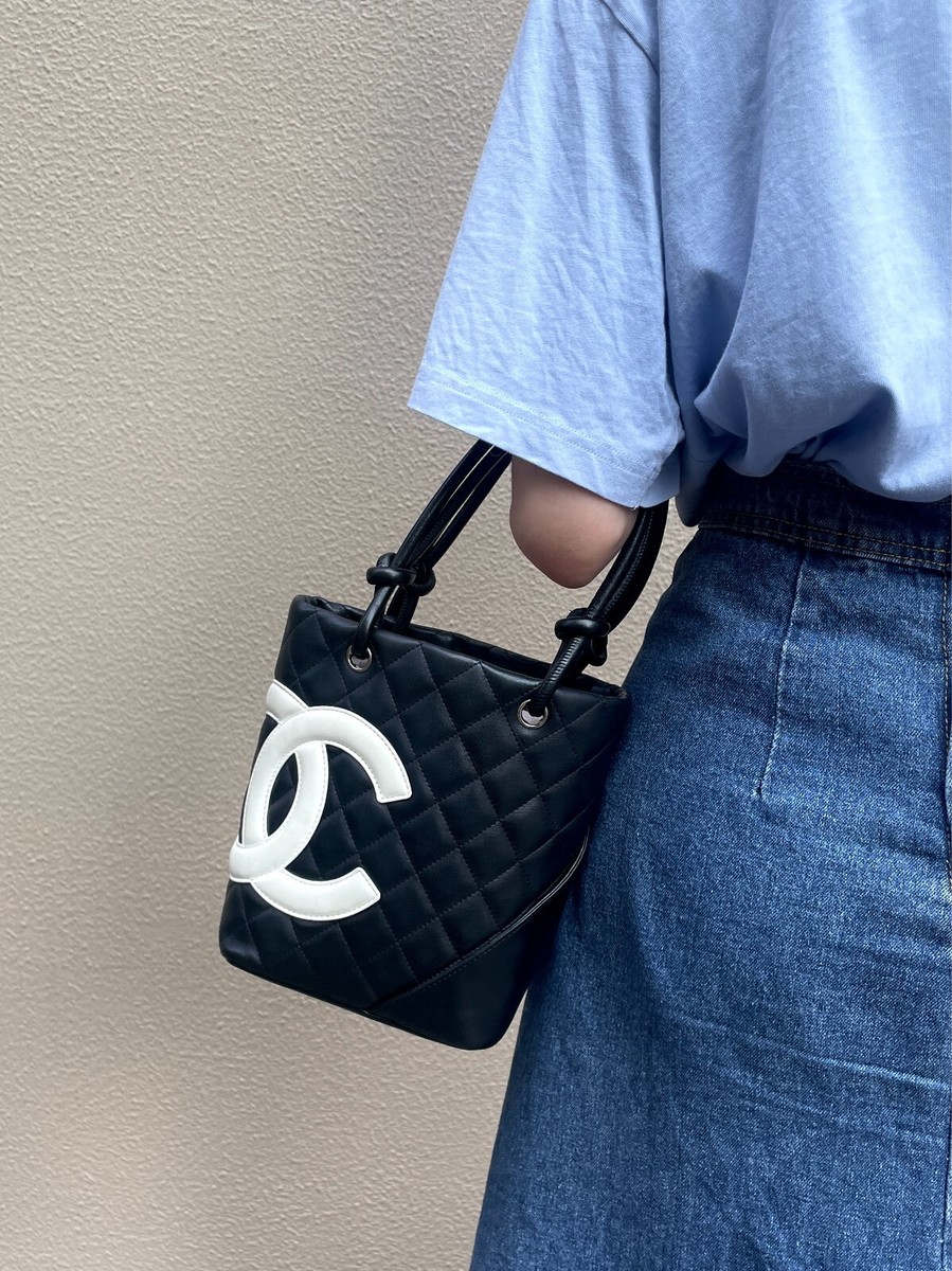 RAREAuth CHANEL Black Leather Cambon Line Mini Tote Bag | eBay