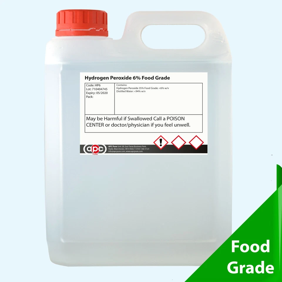 APC PURE Hydrogen Peroxide 6% 2 Litre (2L) Food Grade **Free P&P**