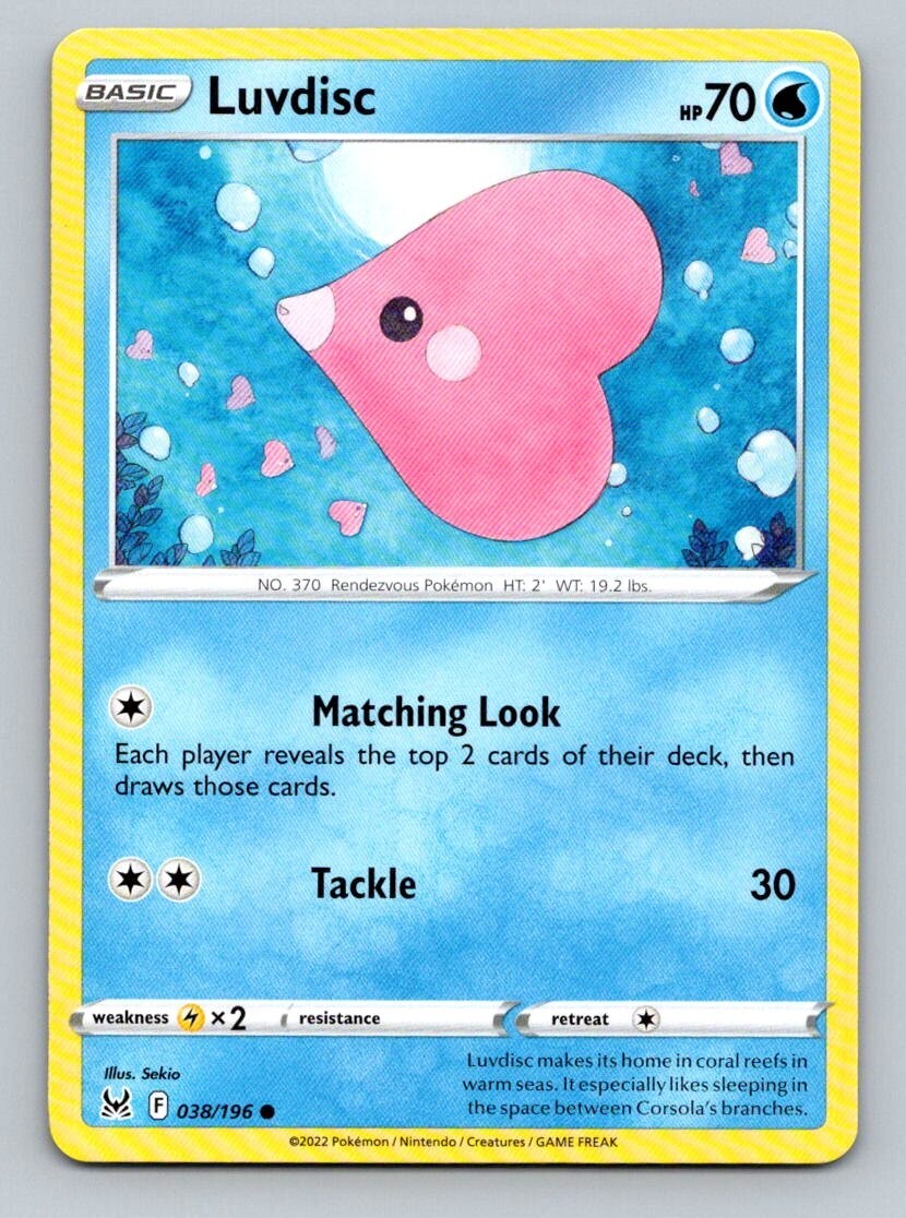 2022 Pokemon Card Lost Origin Luvdisc 38/196