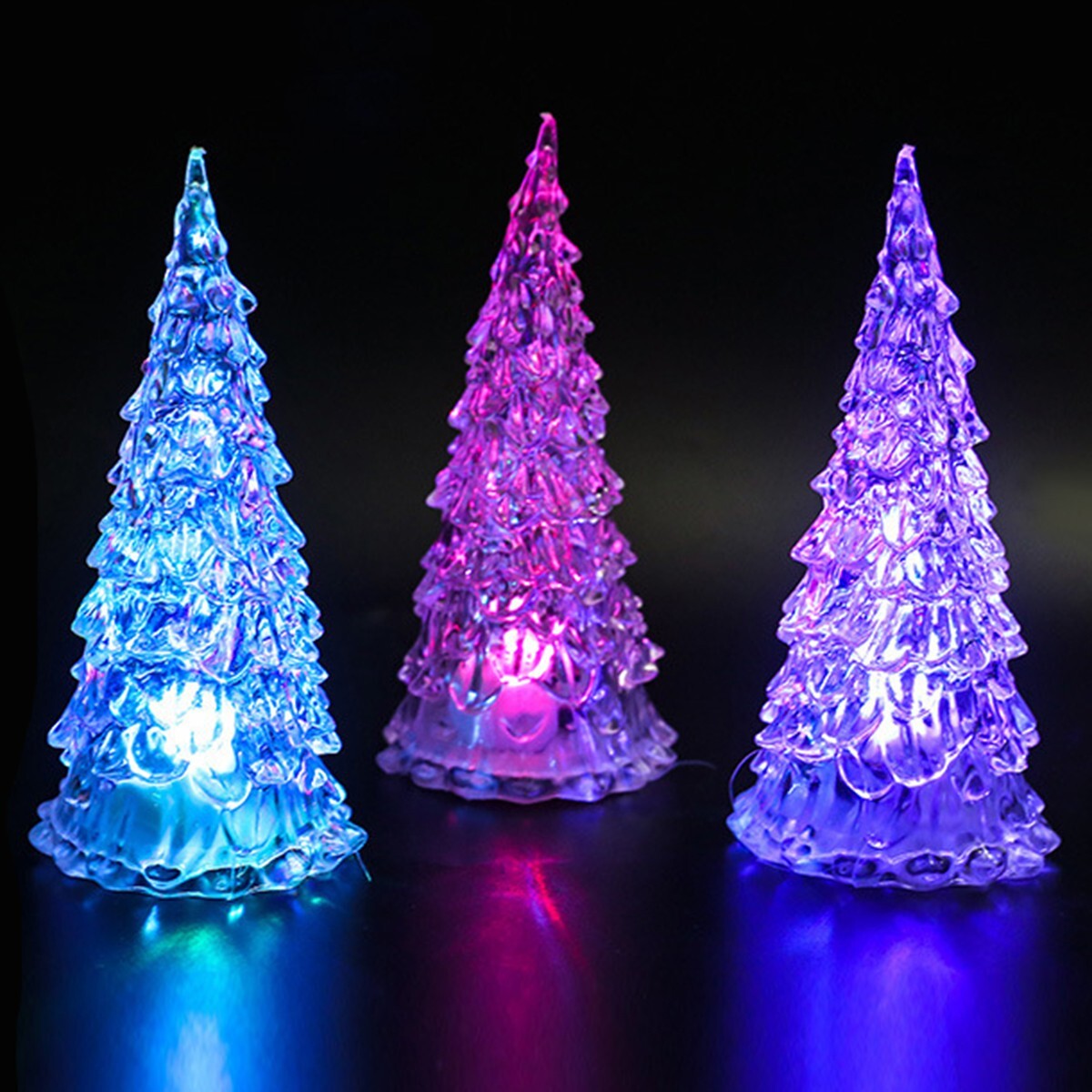 3pcs Colour Changing LED Christmas Tree Decoration Xmas Light Up Sparkl