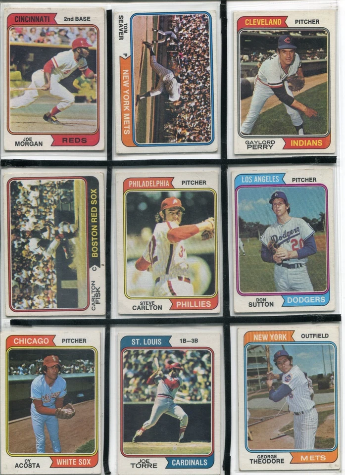 *X - 1974 Topps 11 card lot: Perry, Morgan, Carlton, Fisk, Ryan, Seaver, etc. - Image 1 of 4