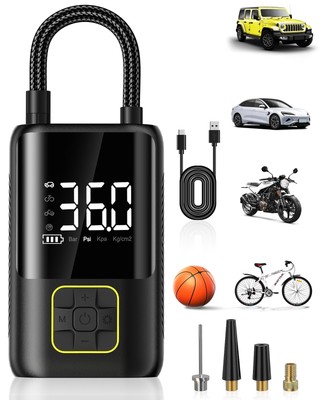 Tire Inflator Portable Air Compressor, 150 PSI Air Pump for Car Tires, One Cl...