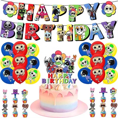 Dandy's World Birthday Party Tablecloth Plate Cup Cake Topper Balloons Horror Ga