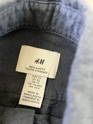 H&M XS Blue Regular Fit Oxford Men's Long Sleeve Button Shirt 0008 - Picture 6 of 11