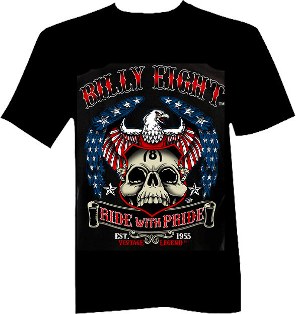 T-shirt Ride With Pride Billy Eight idéal pour vos sorties moto vintage