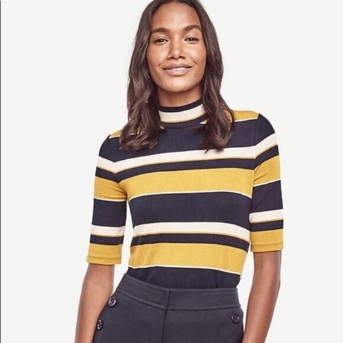 Ann Taylor Mustard Yellow Navy White 