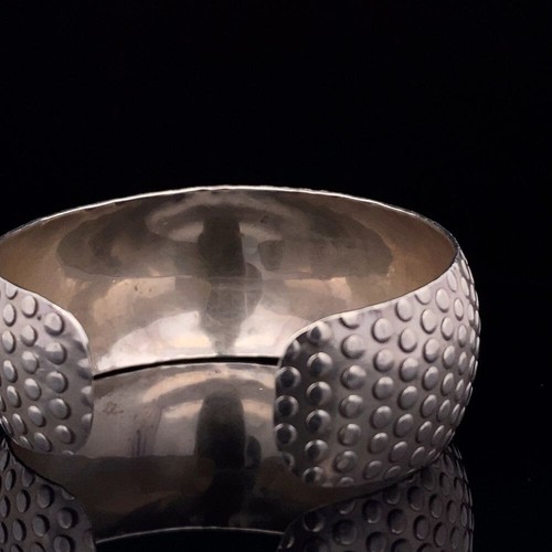 MEXICO Sterling Silver Wide 6.75" Bracelet 1" Wide Textured Polka Dot Vintage - Picture 11 of 12