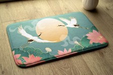 Non-Slip Bathroom Soft Rug Absorbent Bath Mat - 90x60 cm - Birds Flowers