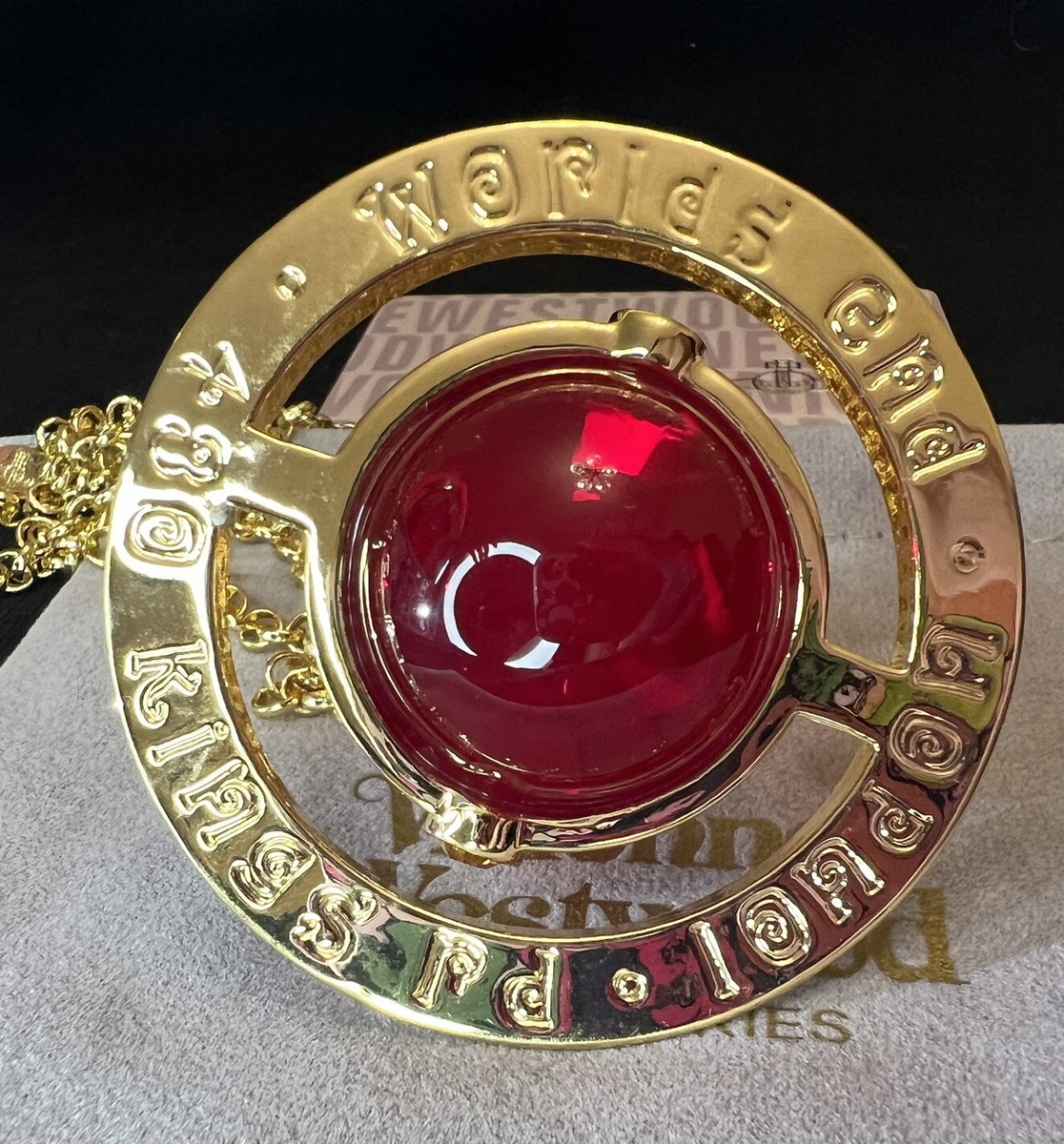 Vivienne Westwood 3D Giant Global Red Orb Saturn Gold Tone