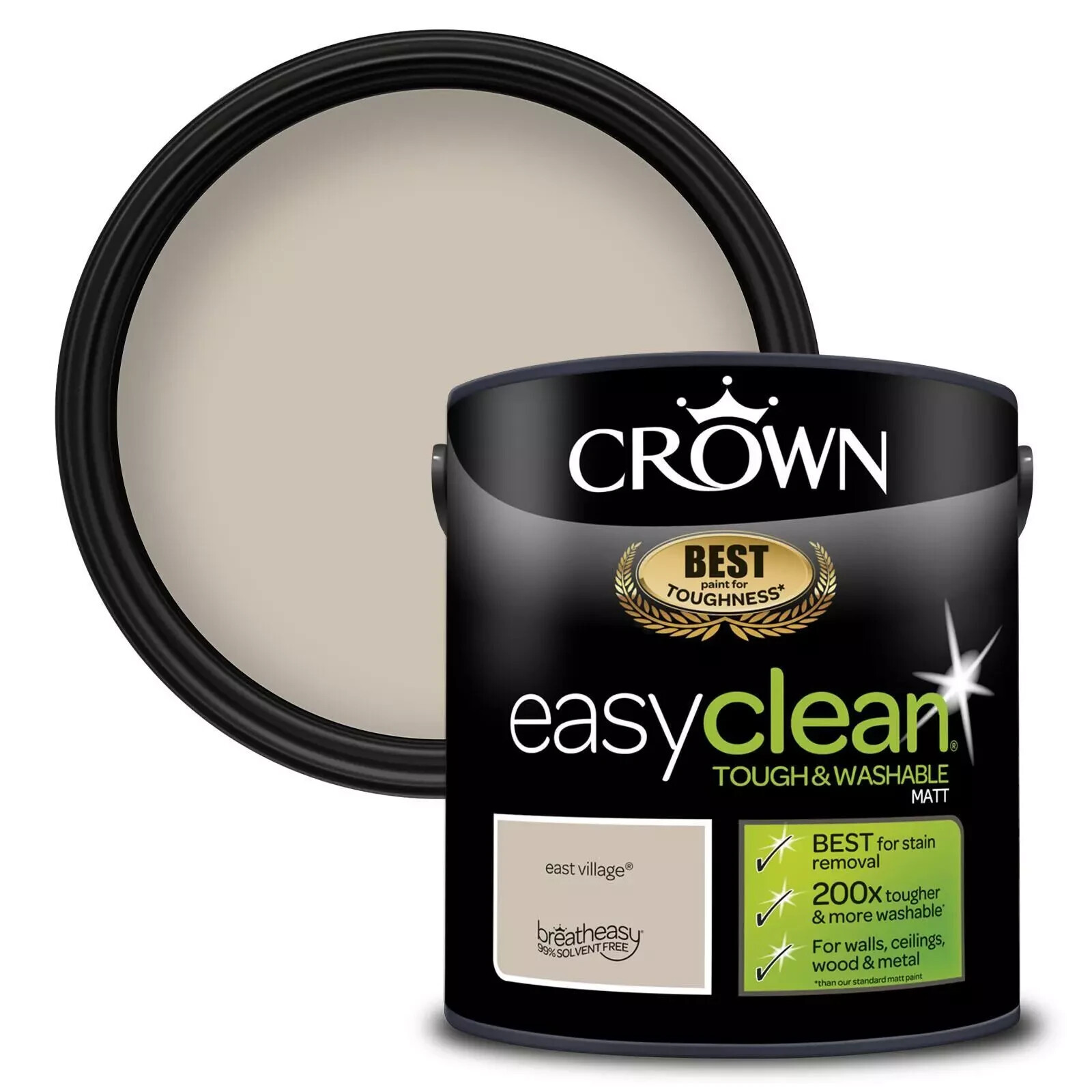 Crown Easyclean Paint - East Village 2.5L - Washable Multi Surface Matt
