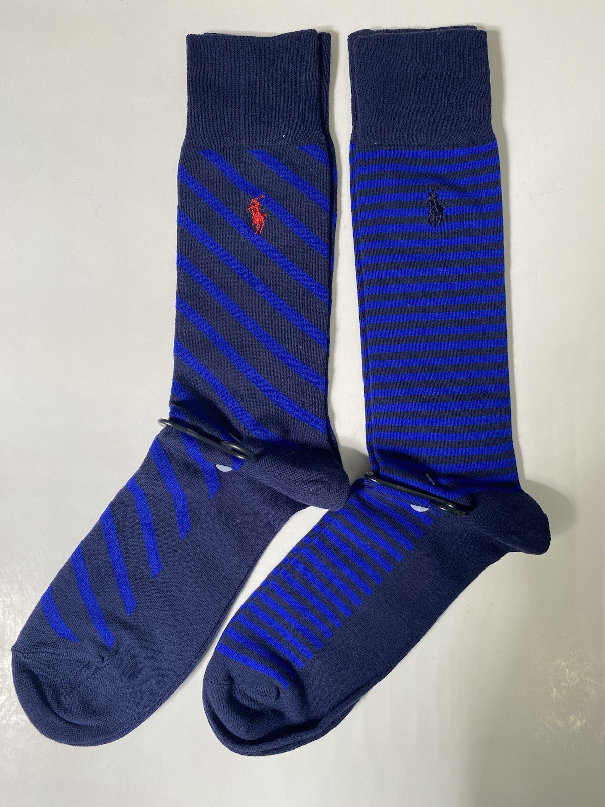 PONY Polo uomo Ralph Lauren pantalone calzini eleganti cotone elasticizzato confezione da 2 righe blu