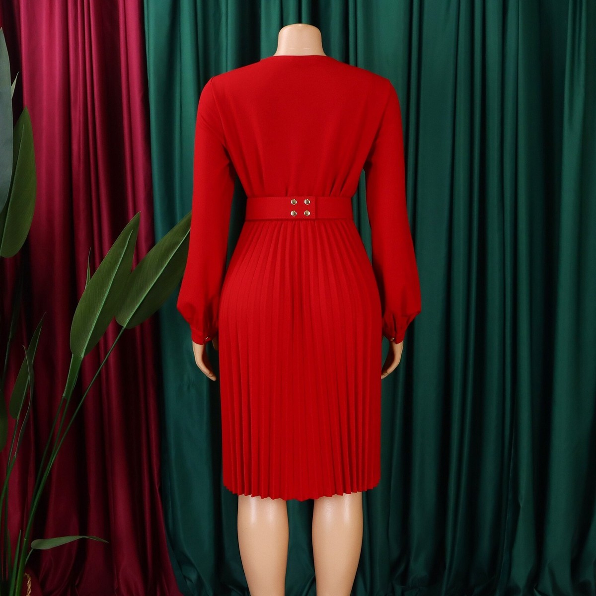 plus occasion pleated wrap midi dress Womens Pleated Midi Dress Plus Size Casual Wrap V Neck Belted Long Party  Dresses