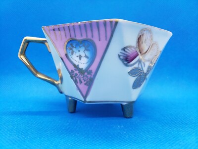 Fine Bone China Porcelain Footed Tea Cup Octagonal Shape Very Rare Unusual