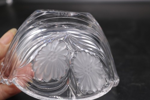 Vintage Cut Crystal Glass Bowl-Lidded-Frosted Florals - Picture 5 of 9