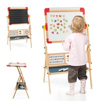 3 In 1 Kinderstaffelei Holz Kindertafel Standtafel 360°Drehbar Kreidetafel