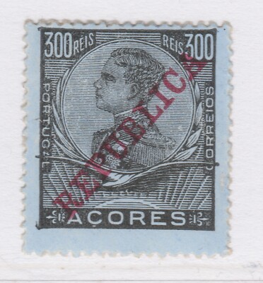 Portugal Acores Azoren 1911 D. Manuel Optd REPUBLICA 300r MH* A27P29F23730