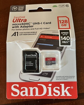 Sandisk Ultra Plus microSDXC UHS-I with Card Adapter 128gb Full HD Video