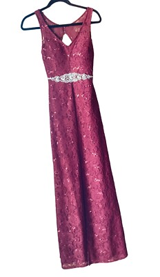 My Michelle Dress Long Fancy ruby red Sequence & rhinestones Size XS