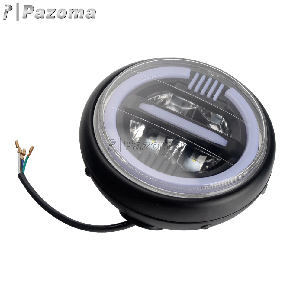 Motorcycle LED Headlight 7 inch Hi-Lo Beam Round Lamp For Harley Suzuki Honda - Imagem 3 de 4