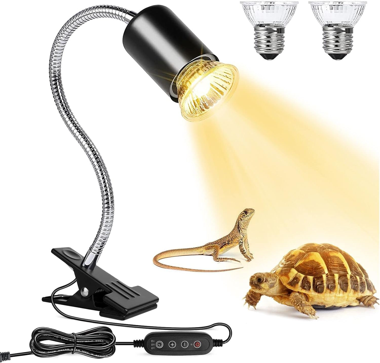 Reptile Heat Lamp, UVA UVB Reptile Light with 360° Rotatable Hose and Timed, Hea