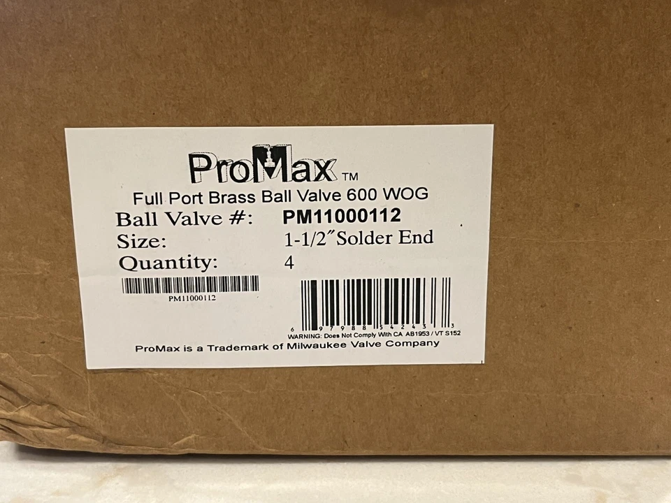 (BOX OF 4) 1-1/2" CxC (Solder), Full-Port, Brass Ball Valves, 600 WOG, 150 WSP - Image 2 of 4