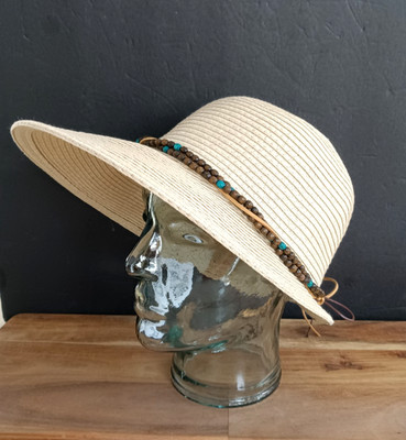 Madd Hatter Sun Hat Women's Natural Beige Paper Wide Brim Beach Travel NWT