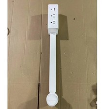 180  Rotating White Outlet Extender: Adjustable Length, Flat Plug, NightStand Us
